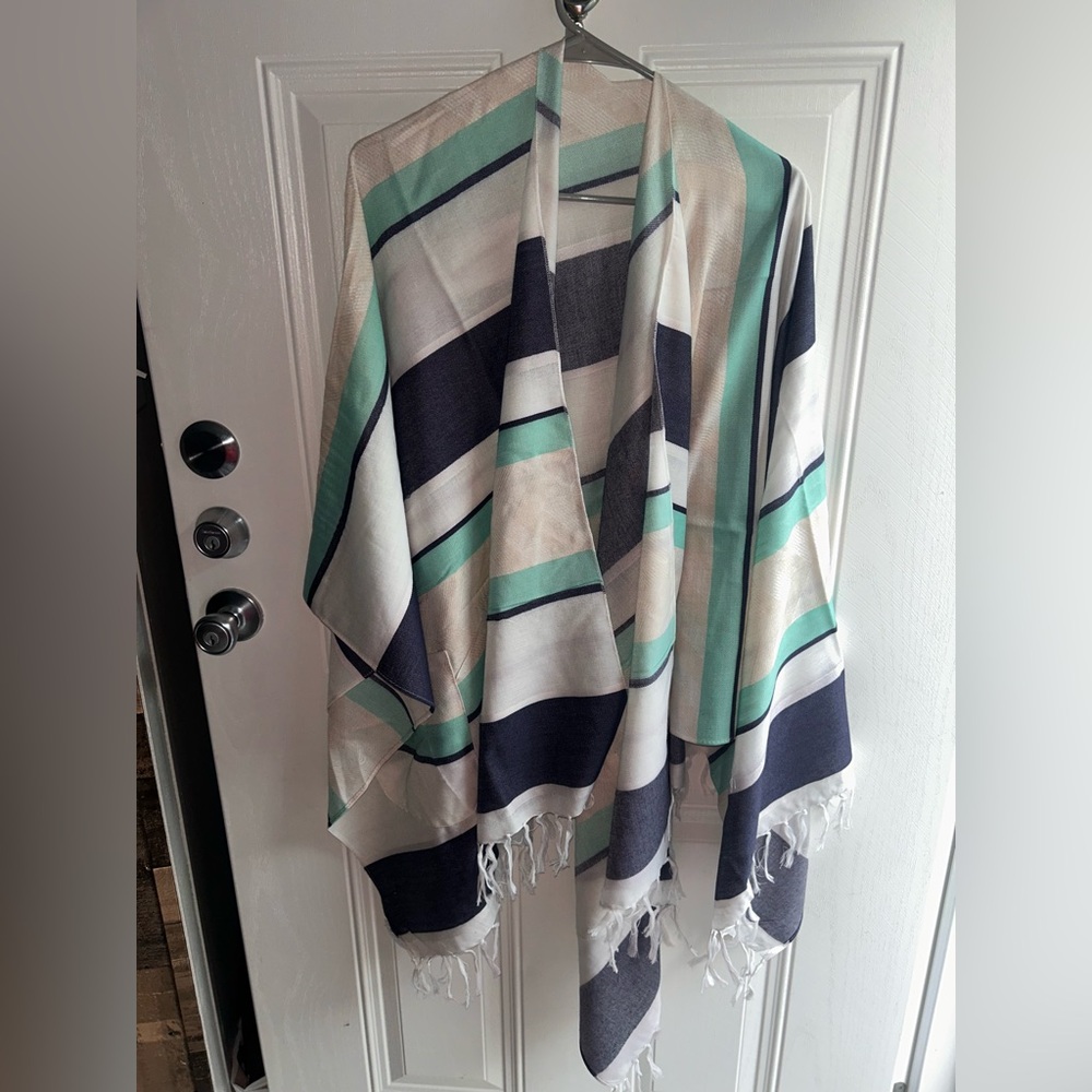 Harve Benard Striped Kimono with Fringe
